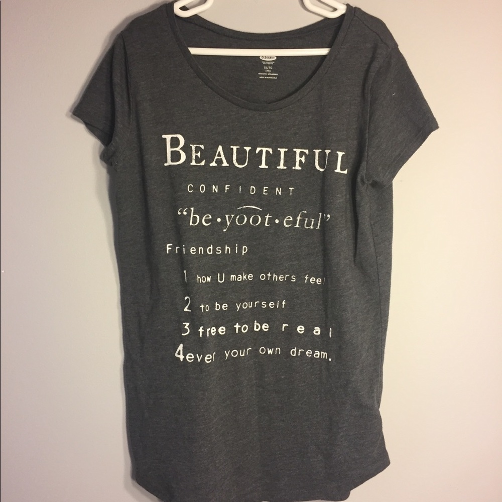 gray “beautiful” tee